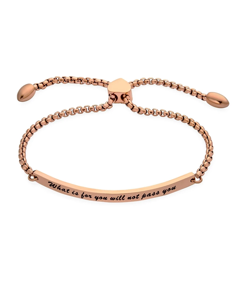 Bling Jewelry Inspirational Mantra Id Bracelet Rose Gold Graduation Gift Stainless Steel