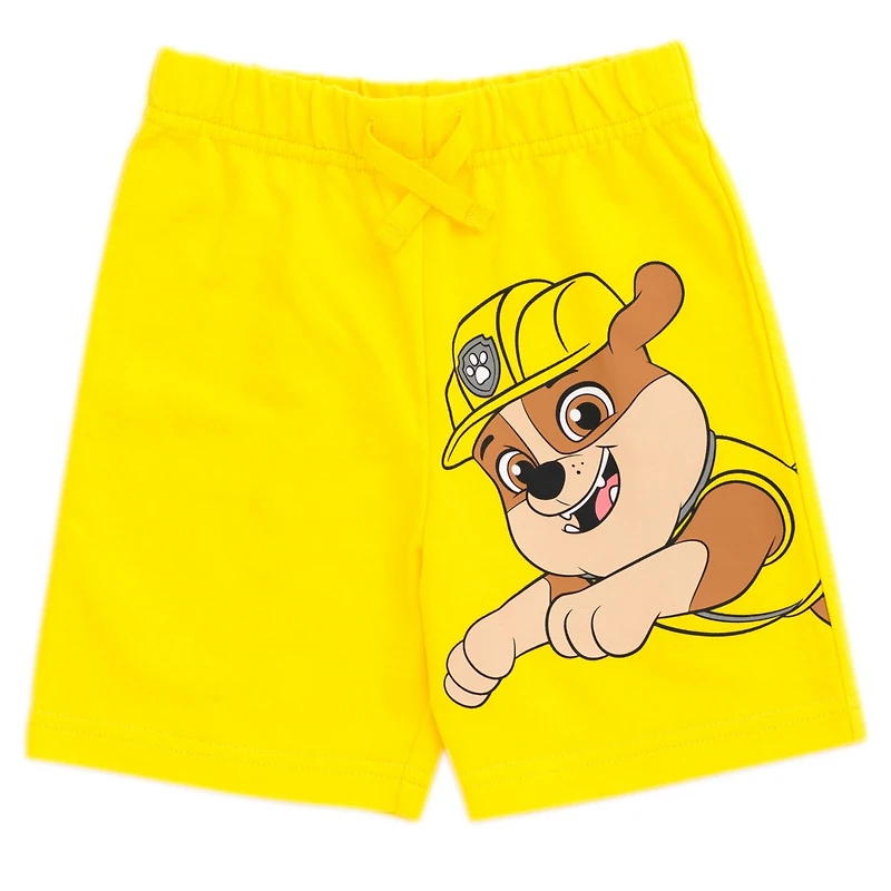 Paw Patrol Boys Chase Skye Rubble Marshall Cosplay T-Shirt and Bike Shorts French Terry Outfit Set
