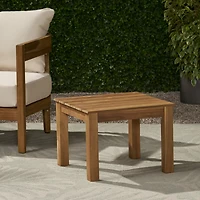 Streamdale Furniture Acacia Wood Slat-Top Side Table: Minimalist Elegance For Outdoor Spaces