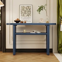 Streamdale Navy Console Table with Rounded Edges and Shelf