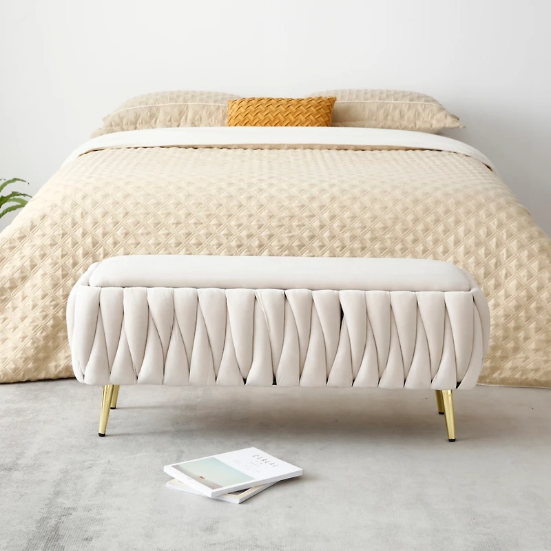Streamdale Gold-legged Velvet Storage Bench