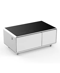 Streamdale Furniture Modern Smart Coffee Table with Built-in Fridge, Bluetooth Speaker, Wireless Charging, Touch Control Panel, Usb Ports, Outlet Prot