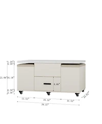 Streamdale Furniture Modern Lift-Up Coffee Table with 4 Stools Set for Living Room Expandable 1 Hidden Storage + 2 Drawers Space Saving Folding Dining