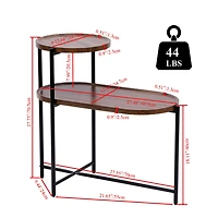 Streamdale Furniture Small Coffee Tables 2-tier Modern Sofa Side Table with Wood Storage Shelf Living Room End Tables Nightstands (Walnut Brown)