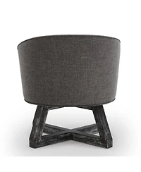 Simplie Fun Swivel chair with cross-shaped wooden base, Lounge chair with solid wood legs, 360freely Swivel chair, Classic linen Fabric for living roo