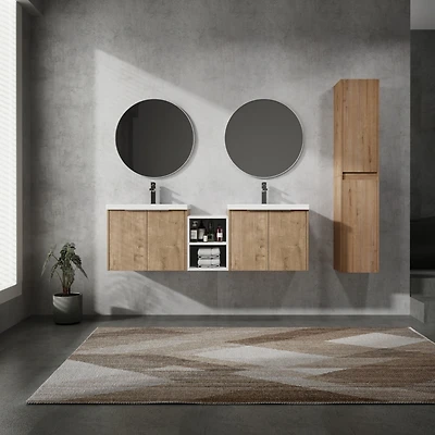 Streamdale Furniture 60" Wall-Mounted Bathroom Vanity with Sink and Storage