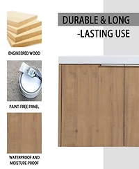 Streamdale 84" Wall-Mounted Bathroom Vanity, Sink, & Side Cabinet