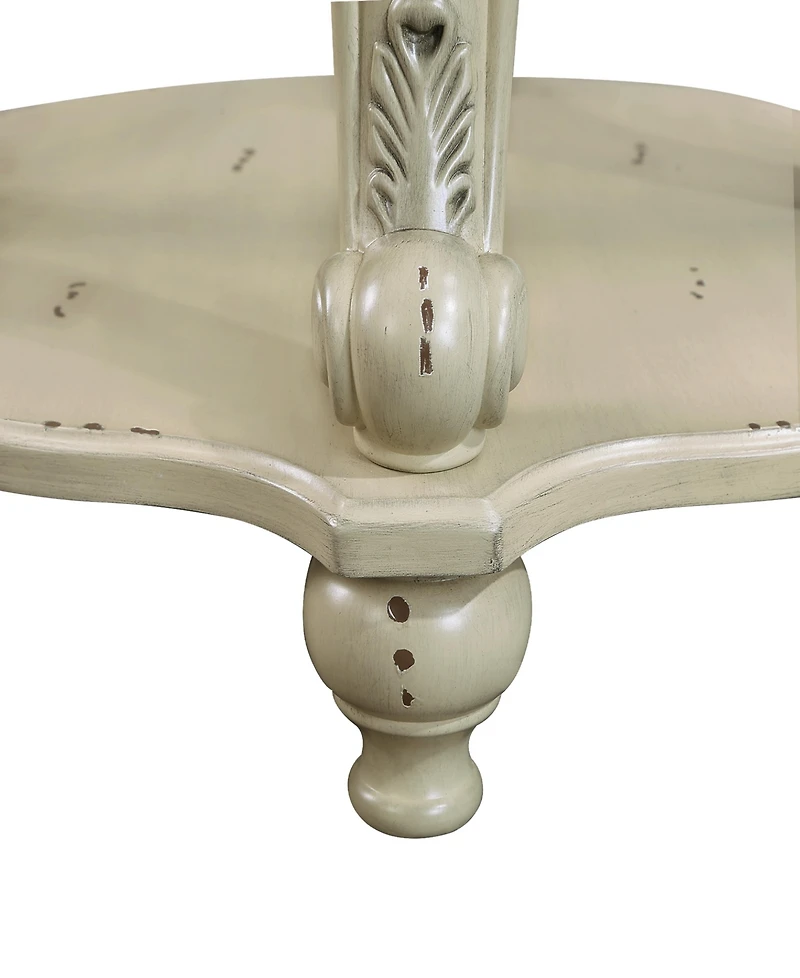 Streamdale Furniture 22" Two Tone Round End Table, Solid Wood Sofa Side Table with Shelf, Living Room Corner Table Easy Assemble, Beige and Espresso T