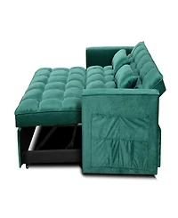 Streamdale Furniture Modern flannel double sofa with folding bed, small double sofa with three in one convertible sofa bed, adjustable backrest and st