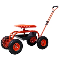 Garden Cart Rolling Scooter, Adjustable Height Heavy Duty Scooter, Rolling Garden Cart with 4 Wheels and Extendable Handle, Garden Stool Cart with 360