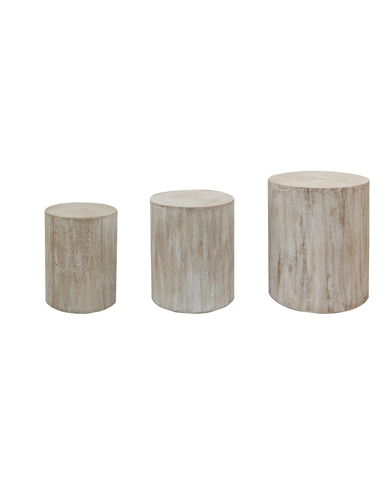 Streamdale Furniture Set of 3 Whitewash Wood Coffee Table with clear and visible tree rings