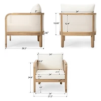 Streamdale Furniture Outdoor Acacia Wood Patio Club Chair, Textilene Patio Furniture, Waterproof Thick Cushion Deep Seating for Porch, Garden, Backyar