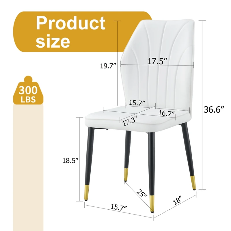 Streamdale Modern Pu Backrest Dining Chairs with Black Metal Legs