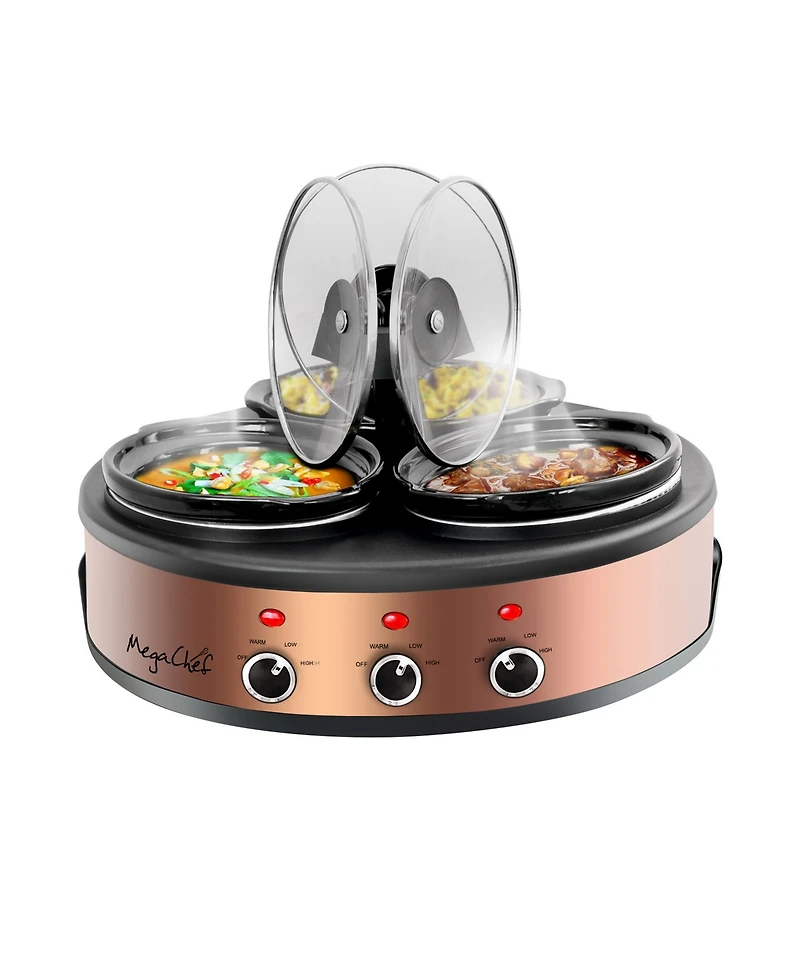 MegaChef Triple 1.5 Quart Slow Cooker and Buffet Server
