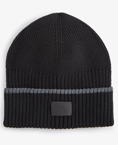 Cole Haan Men's Heritage Ribbed-knit Tipped Cuffed Beanie