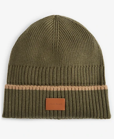 Cole Haan Men's Heritage Ribbed-knit Tipped Cuffed Beanie