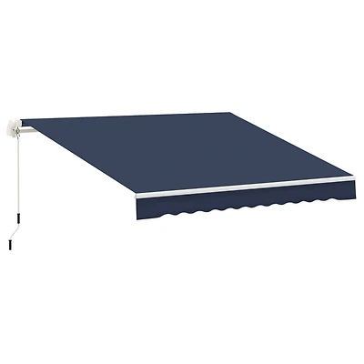 10' x 8' Retractable Awning, Patio Awnings, Sunshade Shelter w/ Manual Crank Handle, Uv & Water-Resistant Fabric and Aluminum Frame for Deck, Balcony,