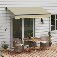 8' x 6.5' Retractable Awning, Patio Awning Sunshade Shelter with Manual Crank Handle, 280gsm Uv Resistant Fabric and Aluminum Frame for Deck, Balcony,