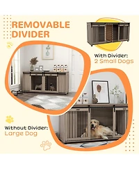 Streamdale Furniture Dog Crate Furniture with Removable Divider for 2 Small Dogs or 1 Large Dog, 71" Modern Dog Kennel Furniture End Table with Storag