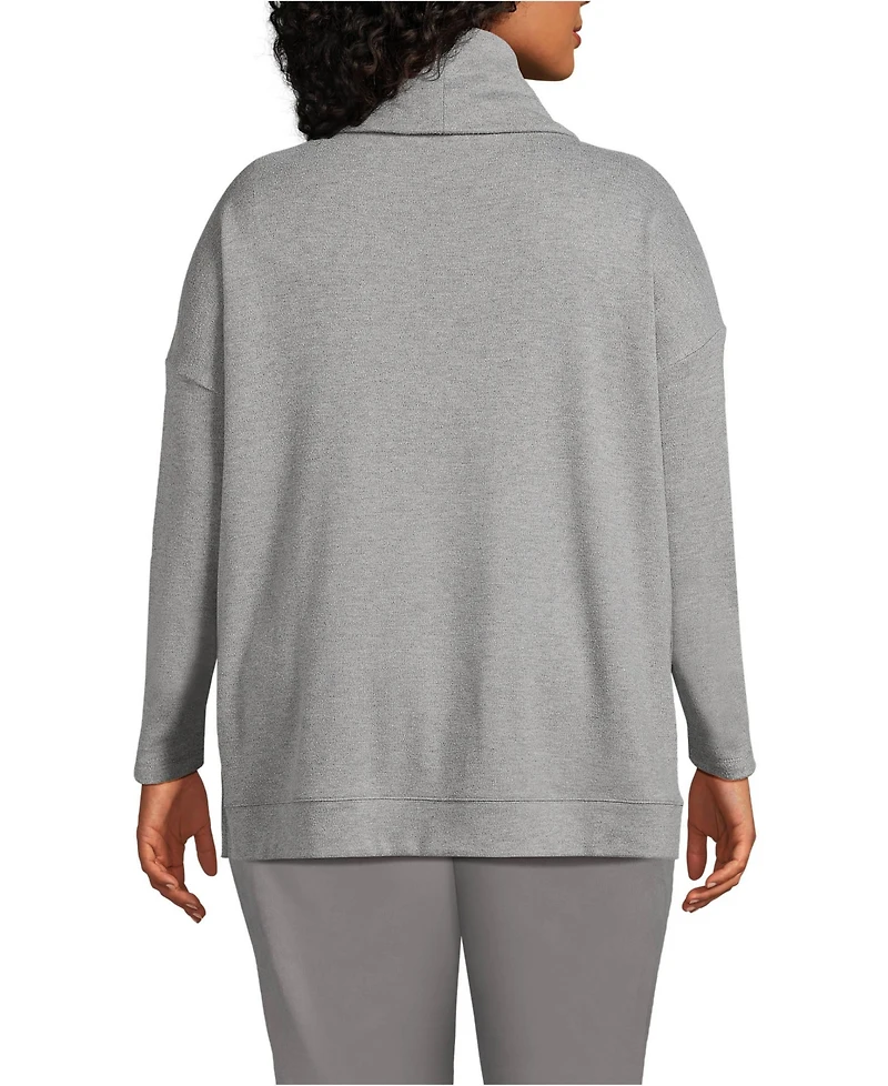 Lands' End Plus Long Sleeve Cozy Knit Cowl Neck Tunic