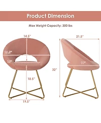Set of 2 Modern Velvet Accent Chair Upholstered Vanity Leisure Chair Metal Legs