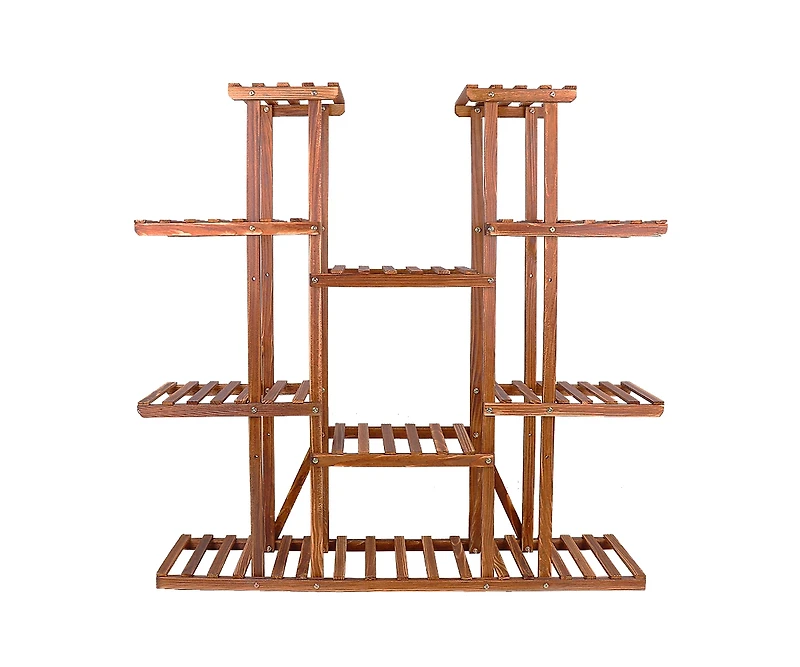 Unho Wooden Plant Stand 11 Tiers Flower Planters Display Shelf for Porch Outdoor