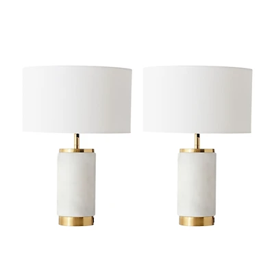 Arden Marble and Gold Led Table Lamp Bundle (17")