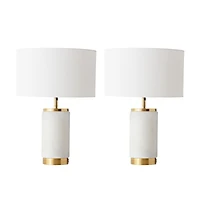 Arden Marble and Gold Led Table Lamp Bundle (17")