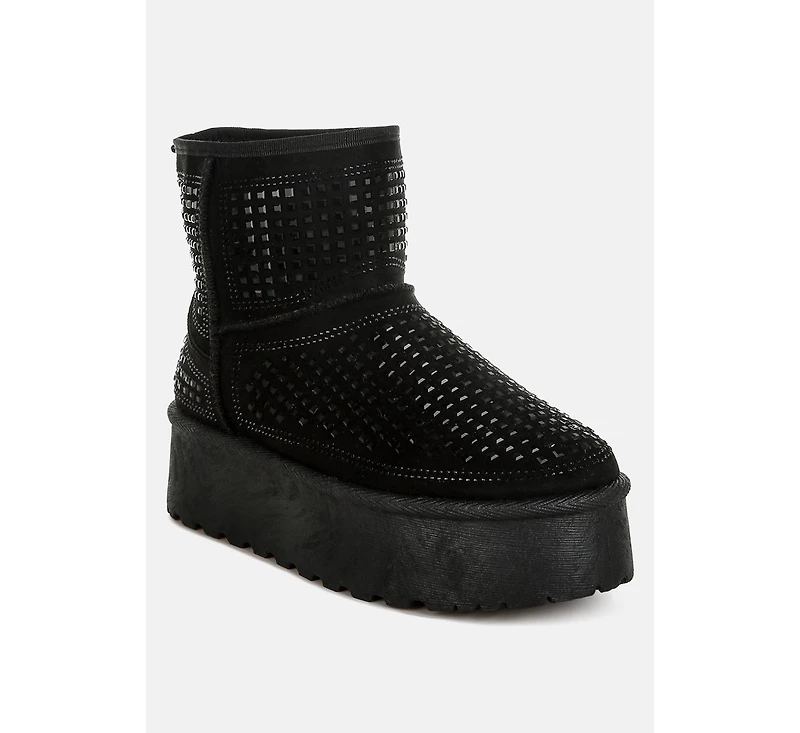 Xoras Chunky Rhinestones Ankle Boots Women
