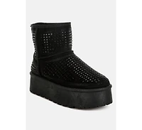 Xoras Chunky Rhinestones Ankle Boots Women