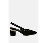Ameya Stud Emebllished Microfiber Sandals Women