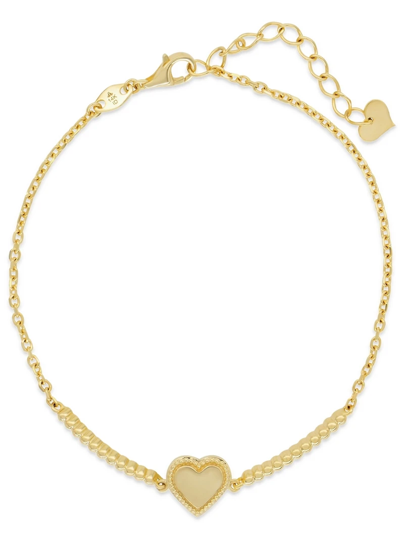 Devata Sweet Heart Chain Bracelet in 14K Gold, 6.5 in adj to 7.5 in, approx. 3.3 grams