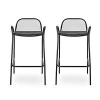Streamdale Modern Matte Black Iron Barstools With Mesh Seating (Set Of 2)
