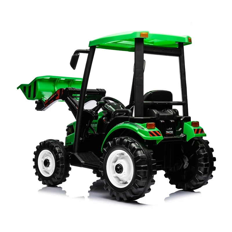 Streamdale Electric Pedal Tractor with Loader, Digger, and Trailer (Green)