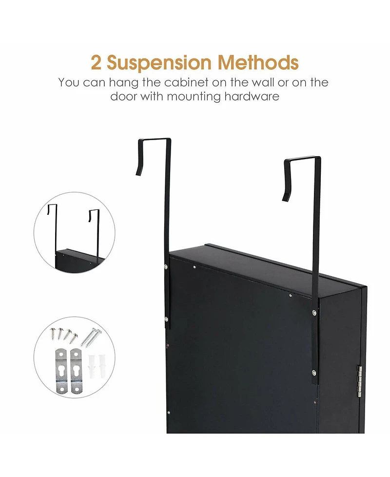 Sugift Full Length Mirror Jewelry Cabinet with Ring Slots and Necklace Hooks