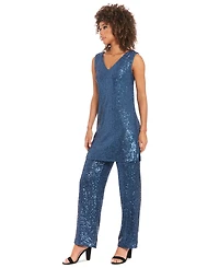 Muse Women's V-Neck Sleeveless Sequin Tunic Top