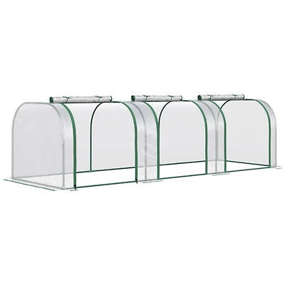 10' x 3' x 2.5' Mini Greenhouse, Portable Tunnel Green House with Roll-Up Zippered Doors, Uv Waterproof Cover, Steel Frame, Clear