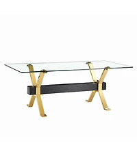 Streamdale Furniture Streamdale Modern Tempered Glass Dining Table with Gold Legs