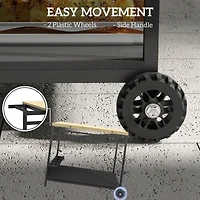 Outdoor Bar Cart, Patio Rolling Serving Cart with Wheels, Side Handle, 2 Baskets, 4 Wine Holders for Garden, Dining Room, Natural