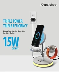Brookstone 3-in-1 Magsafe Wireless Charging Tree for iPhone, Airpods, and Apple Watch.