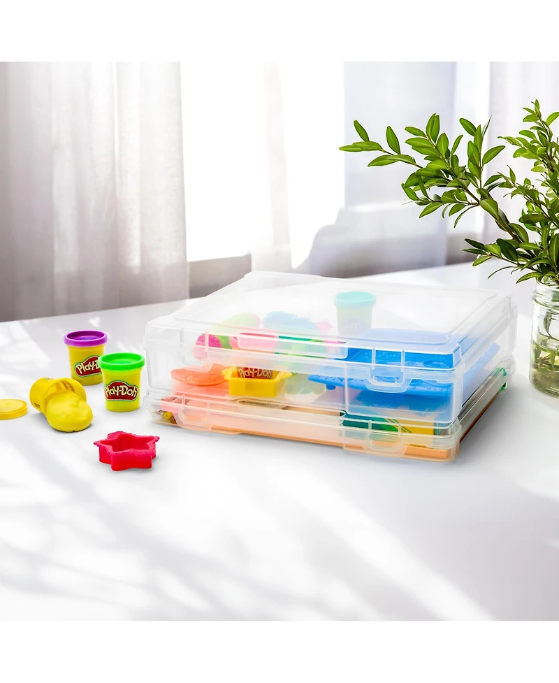 Sorbus Set of 12 Thin Clear Stackable Portable Project Case Fits 10"x12"