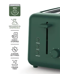 Willow Kitchen 2-Slice Toaster with Wide Slots - Perfect for Toast Bagels, Compact Design, Crumb Tray