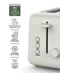 Willow Kitchen 2-Slice Toaster with Wide Slots - Perfect for Toast Bagels, Compact Design, Crumb Tray