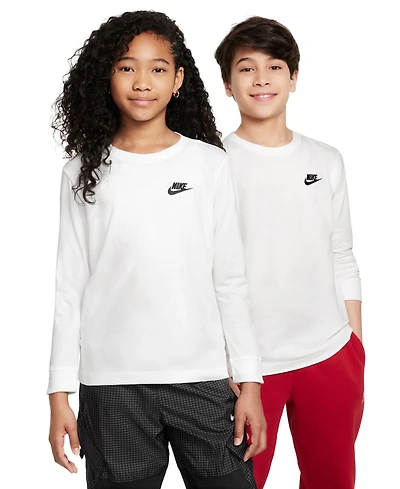 Nike Big Kids Sportswear Logo Embroidered Long-Sleeve T-Shirt