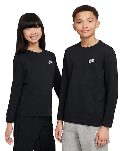 Nike Big Kids Sportswear Logo Embroidered Long-Sleeve T-Shirt
