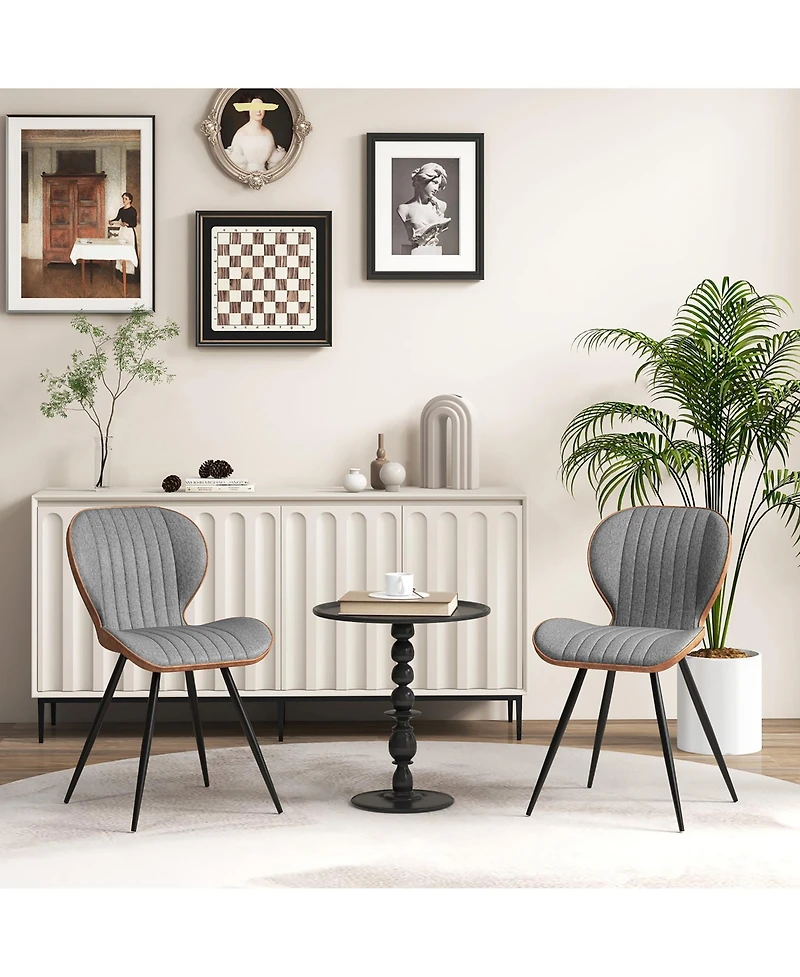 Gymax Set Armless Dining Chair w/ Curved Backrest U-shaped Seat & Non-slip Foot Pad