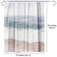 71x74 Shower Curtain - Coastal Seaside Design - Warm Waves by Pi Creative Art