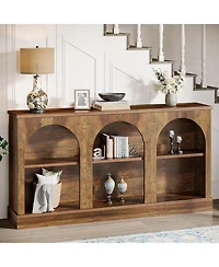 Tribesigns Farmhouse Console Table, 63-Inch Long Entryway Table with 3 Tier Storage, Wooden Rectangular Sofa Table Behind The Couch