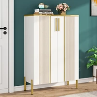 Tribesigns Shoe Cabinet with Doors, 6-Tier Shoe Storage Cabinet with Adjustable Shelves, Wooden Shoes Rack Shoe Storage Organizer