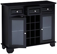 Kings Brand Furniture Buffet Server Sideboard Cabinet with Wine Storage, Black